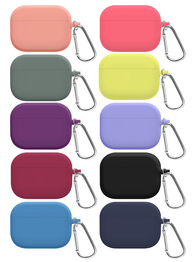 Pack of 10 PCS Slim Silicone Case For Airpod Pro Silicone Protective Case Slim Silicone Case Ultra Slim Cover with Keychain Carabiner Multicolour - Image 2